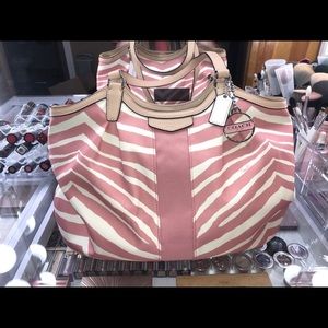 NWT pink zebra Coach Purse Tote